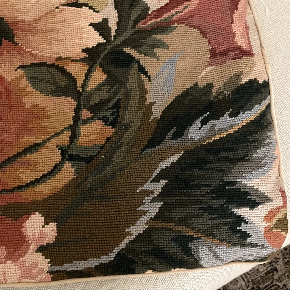 Needlepoint Roses   Throw Pillow  19”x16”